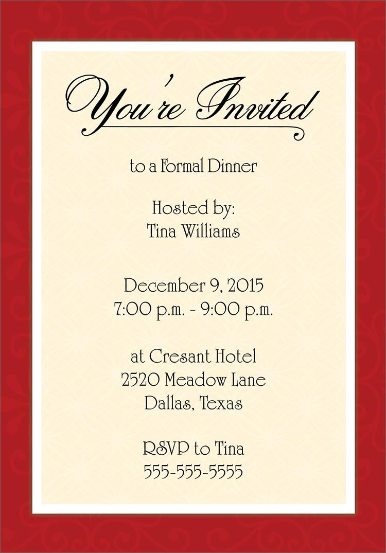 97 Special Formal Business Dinner Invitation Template Examples With intended for size 750 X 1075