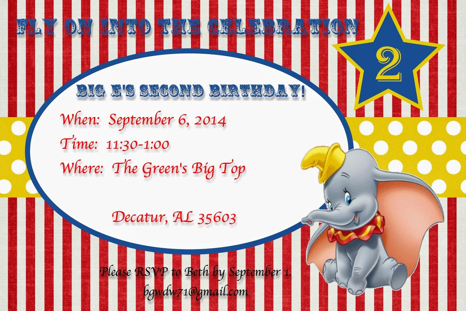 A Disney Moms Thoughts Dumbo Birthday Invitation Disney Birthday pertaining to sizing 1600 X 1067