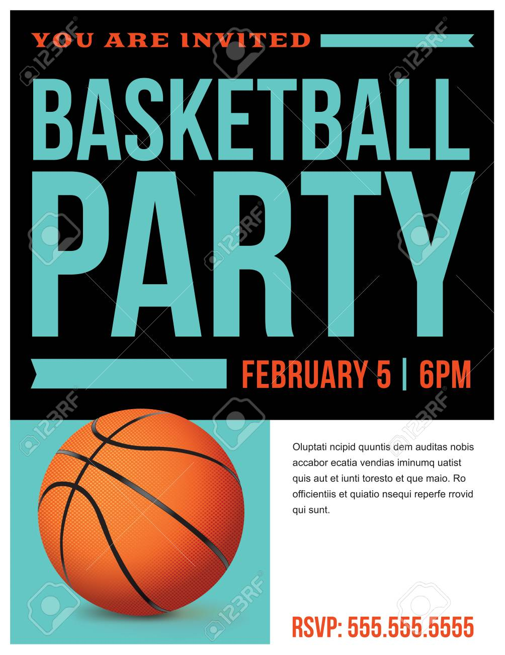 A Flyer For A Basketball Party Invitation Template Vector Eps within size 1004 X 1300