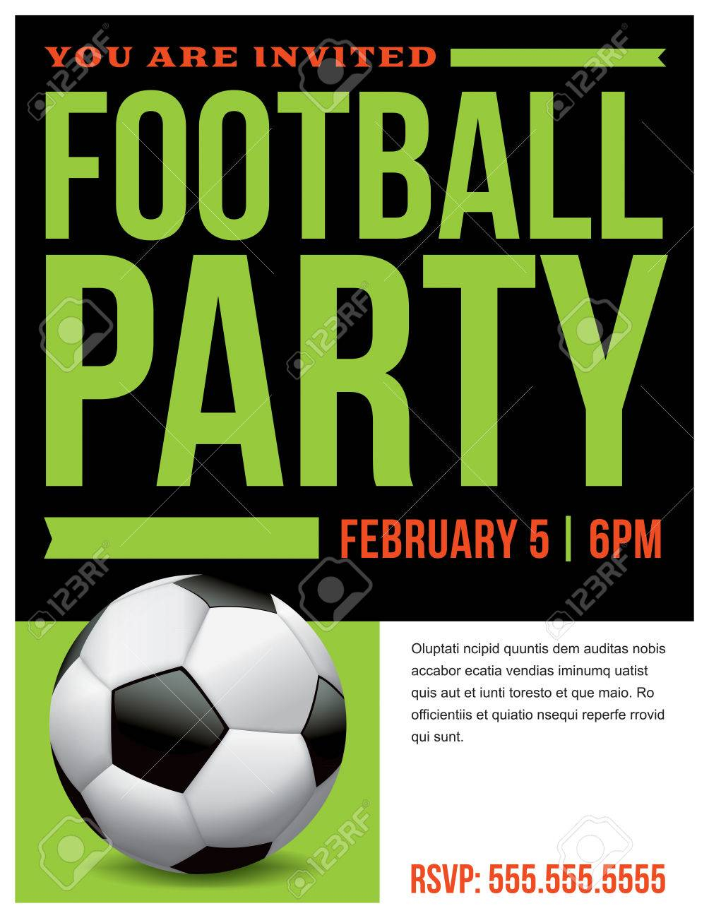 A Flyer For A Soccer Football Party Invitation Template Vector inside measurements 1004 X 1300