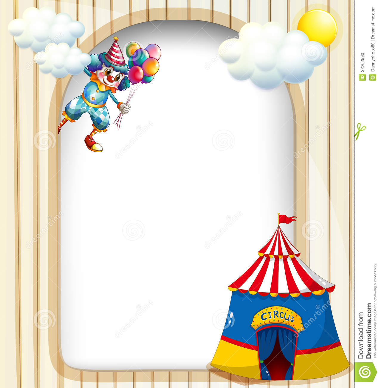 A Template With A Clown And A Circus Tent Stock Vector throughout measurements 1278 X 1300