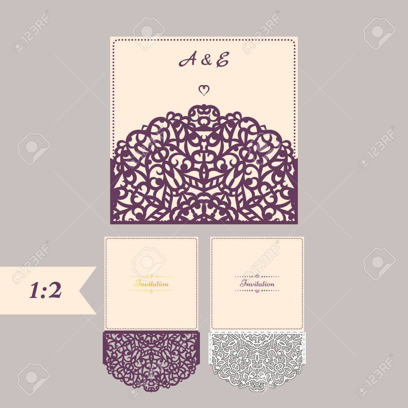 Abstract Wedding Cutout Invitation Template Suitable For regarding measurements 1300 X 1300