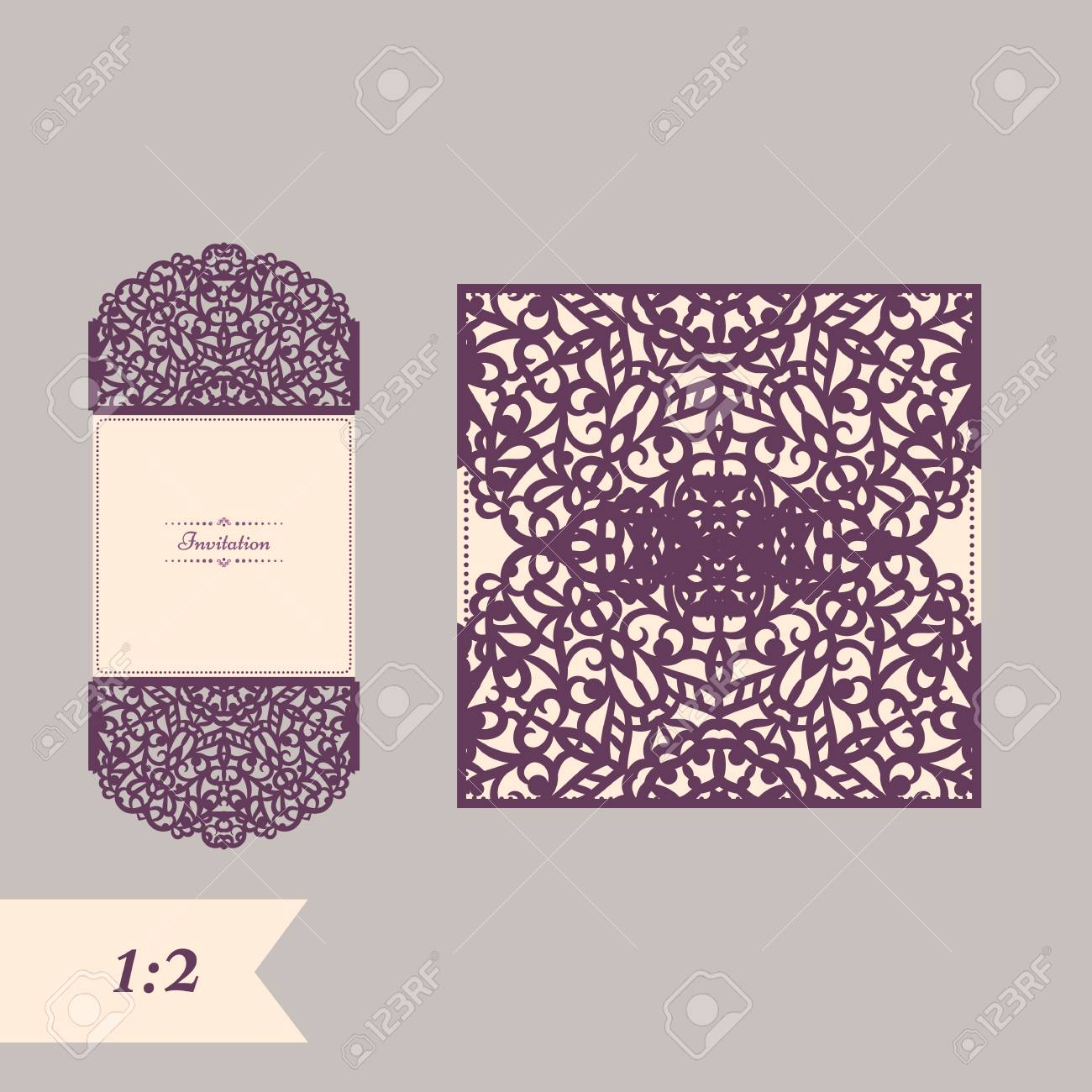 Abstract Wedding Cutout Invitation Template Suitable For with regard to proportions 1300 X 1300