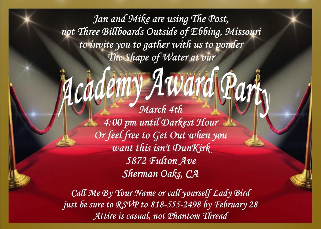 Academy Awards Invitations With Wording Including Best Picture inside size 1050 X 750