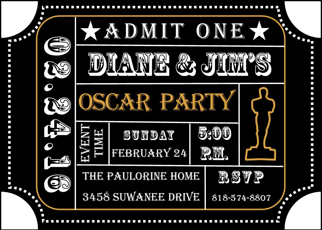 Academy Awards Party Invitations And Oscar Invitations New for size 1050 X 750