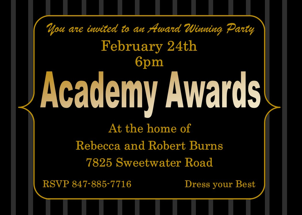 Academy Awards Party Invitations And Oscar Invitations New in size 1050 X 750