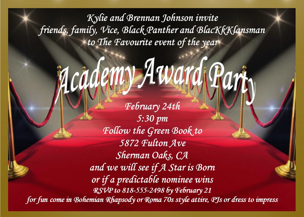 Academy Awards Party Invitations And Oscar Invitations New with proportions 1050 X 750