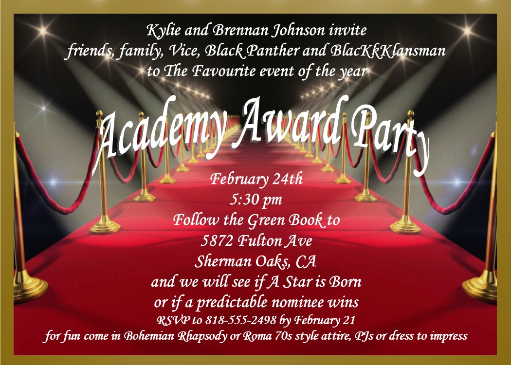 Academy Awards Party Invitations And Oscar Invitations New with regard to measurements 1050 X 750