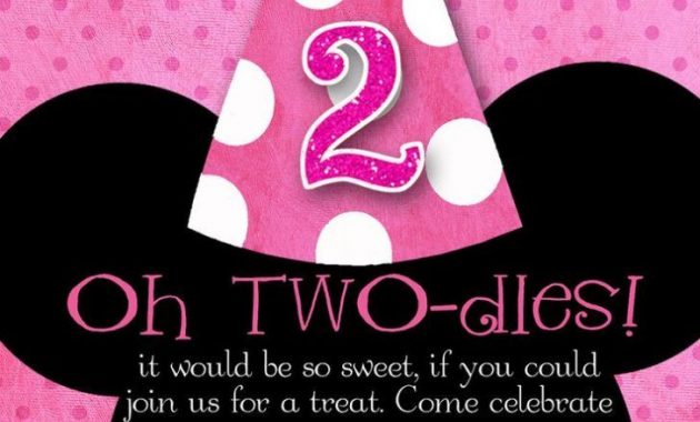 Adorable Minnie Mouse 2nd Birthday Invitation Template Second throughout dimensions 728 X 1092