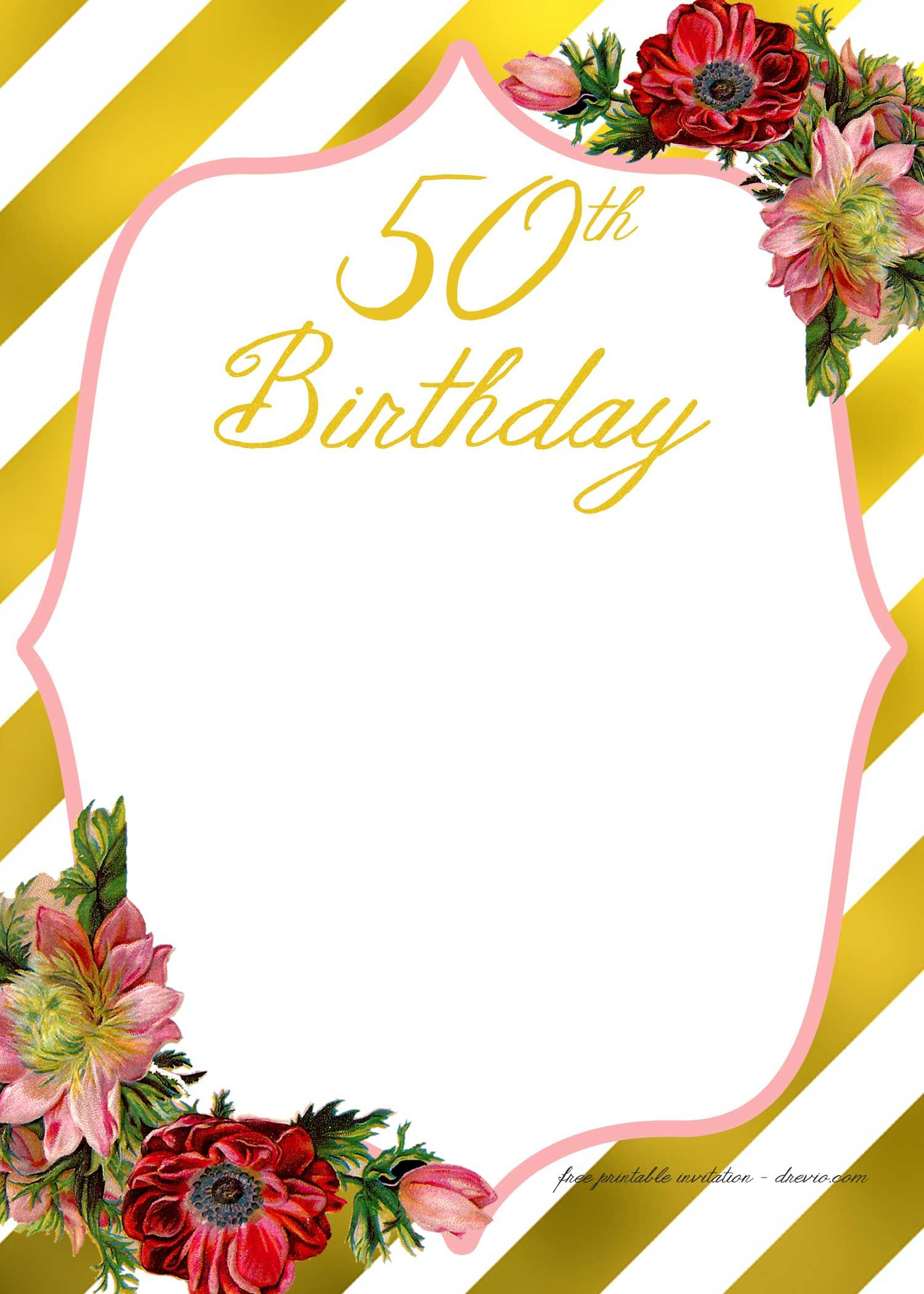 Adult Birthday Invitations Template For 50th Years Old And intended for dimensions 1500 X 2100