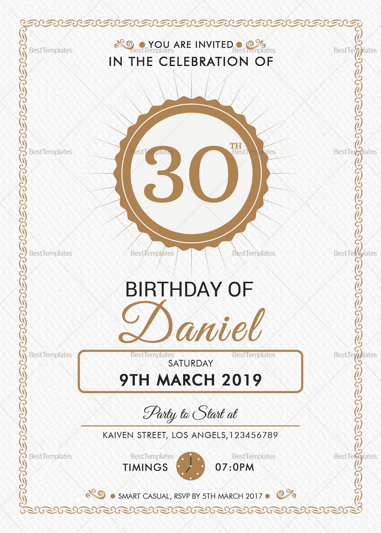 Adult Birthday Party Invitation Design Template In Word Psd intended for sizing 1500 X 2100