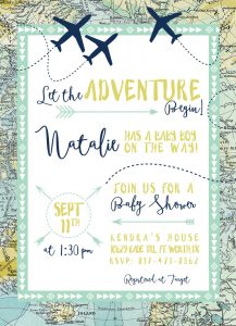 Adventure Maps Ba Shower Invitation Airplanes Travel Theme in dimensions 1086 X 1500