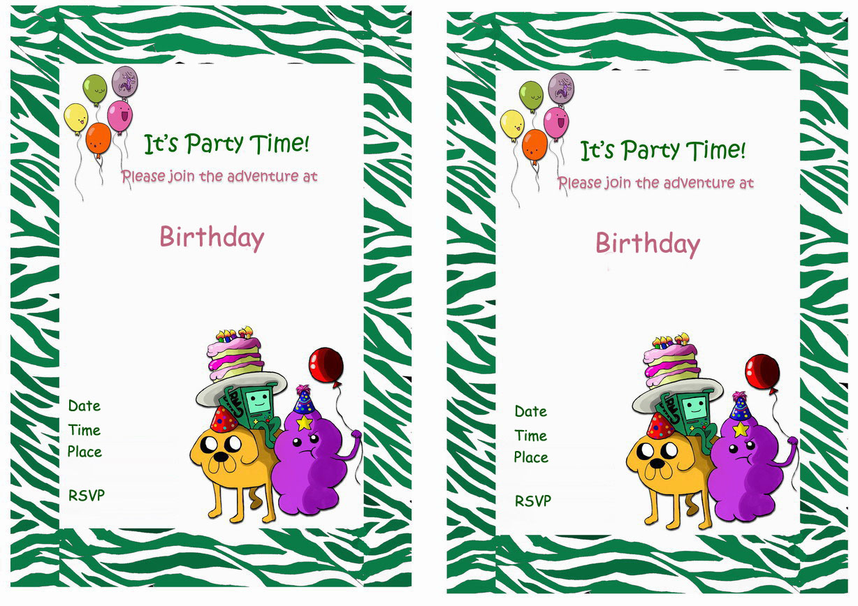 Adventure Time Birthday Invitations Birthday Printable regarding proportions 1228 X 868
