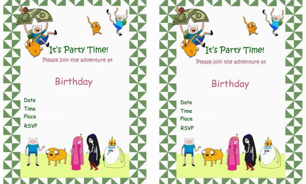 Adventure Time Birthday Invitations Birthday Printable within dimensions 1228 X 868