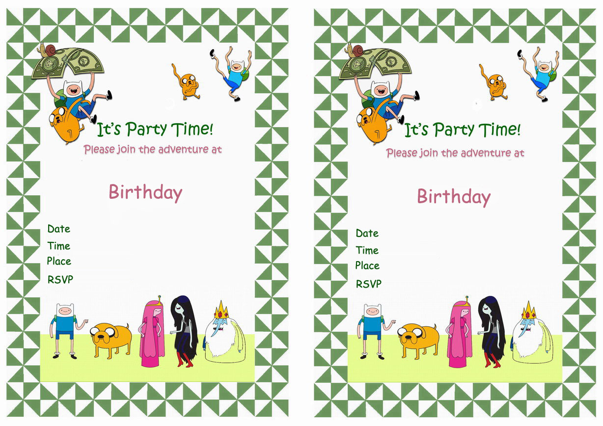 Adventure Time Birthday Invitations Birthday Printable within dimensions 1228 X 868