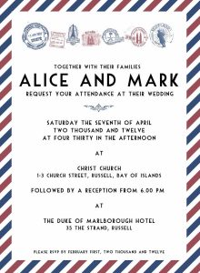 Air Mail Travel Wedding Invitation Template Graphic Customisable with size 1100 X 1500