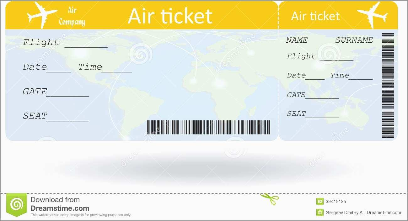 Airline Ticket Invitation Template Free Cute Plane Ticket Template with regard to size 1300 X 705