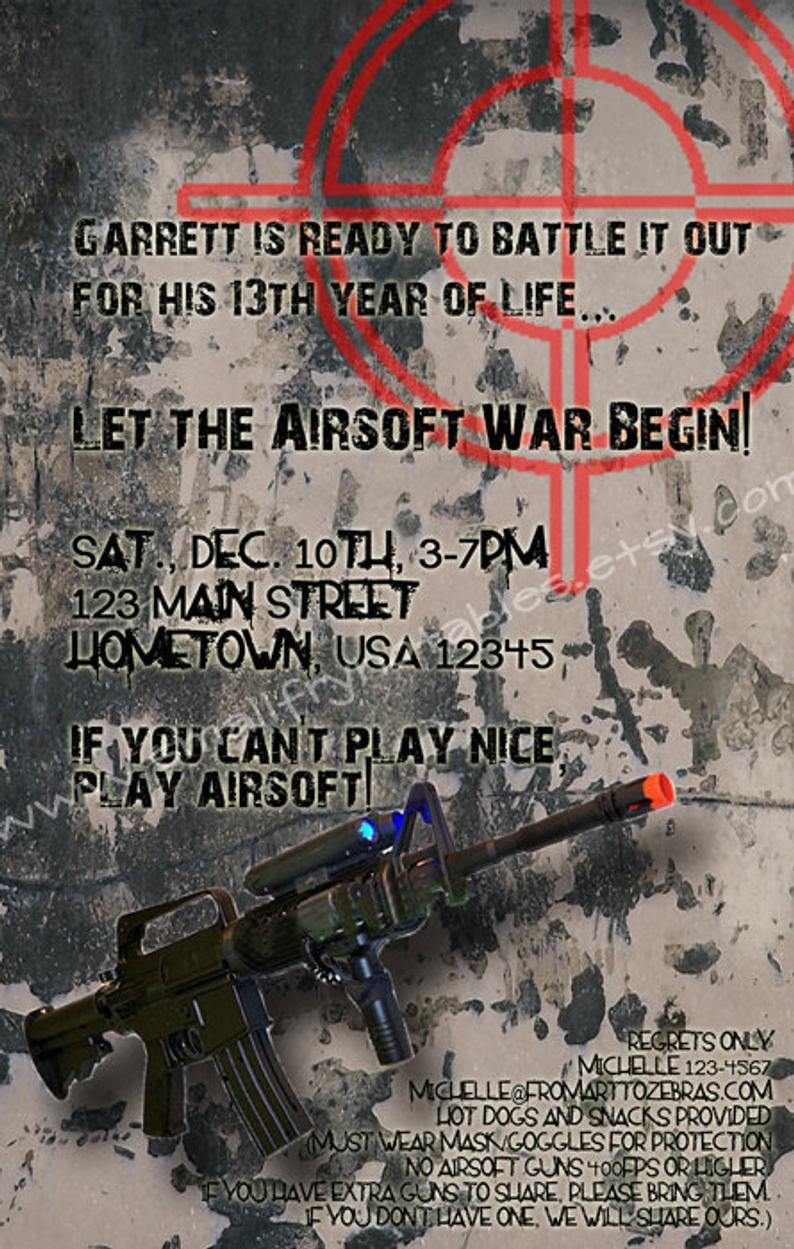 Airsoft Battle Party Custom Printable Invitation Etsy inside size 794 X 1249