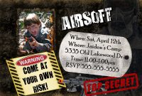 Airsoft Invitation Photo Boys Birthday Party Theme Camo Camouflage in dimensions 1500 X 1071