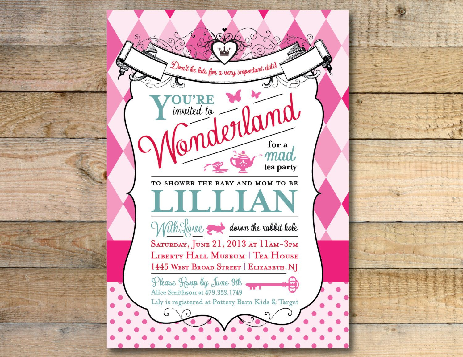 Alice In Wonderland Ba Shower Invitation Free Template Party with proportions 1500 X 1159