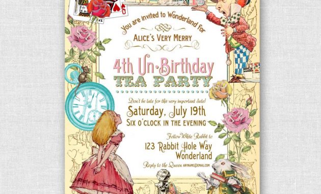 Alice In Wonderland Birthday Party Invitations Free Cailini with regard to measurements 1000 X 1000