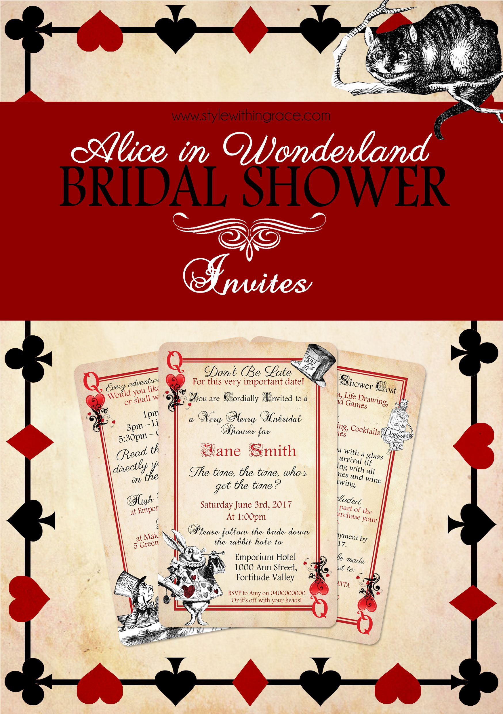 Alice In Wonderland Bridal Shower Invites Party Ideas Bridal intended for size 1748 X 2480