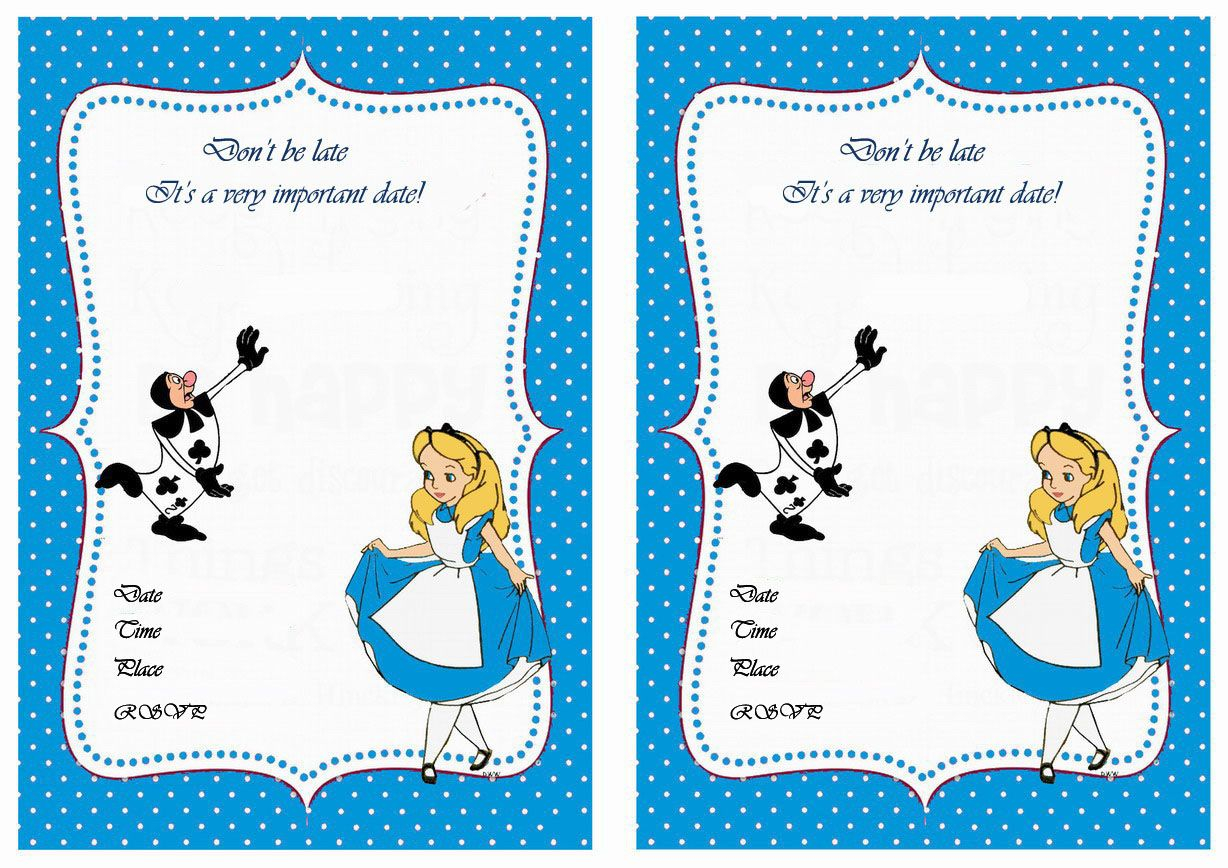 Alice In Wonderland Free Printable Birthday Party Invitations pertaining to size 1228 X 868