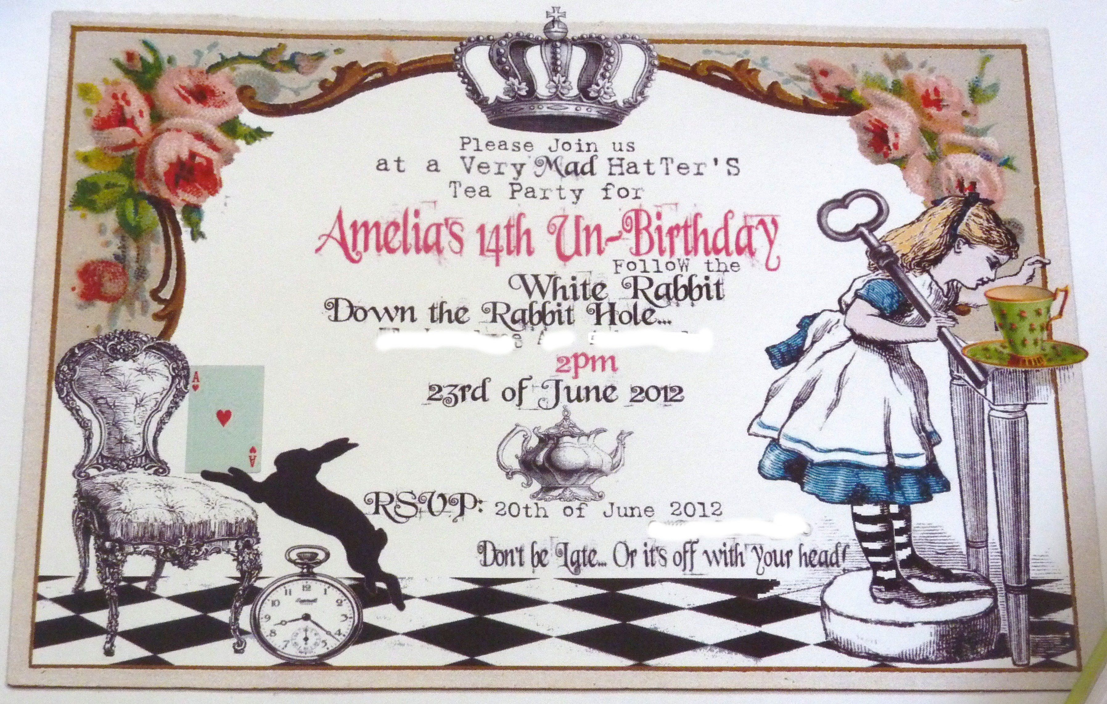 Alice In Wonderland Party Invitations Template Sansu inside measurements 3591 X 2283