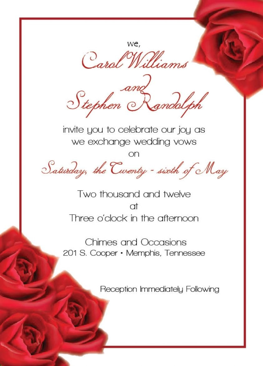 Amazing 30 Invitation Red Rose Wedding Wedding Invitation Design intended for sizing 842 X 1172