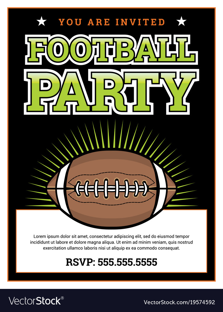 American Football Party Invitation Template Vector Image regarding sizing 772 X 1080