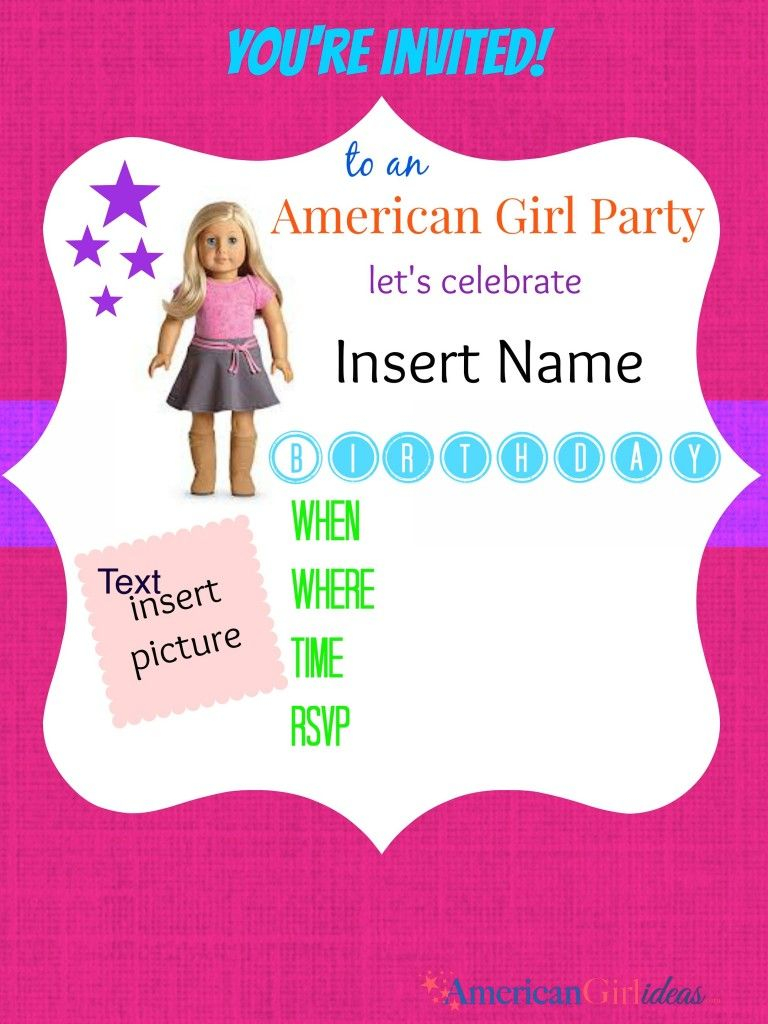 American Girl Birthday Party Invitations Free Printables Ag Doll regarding proportions 768 X 1024