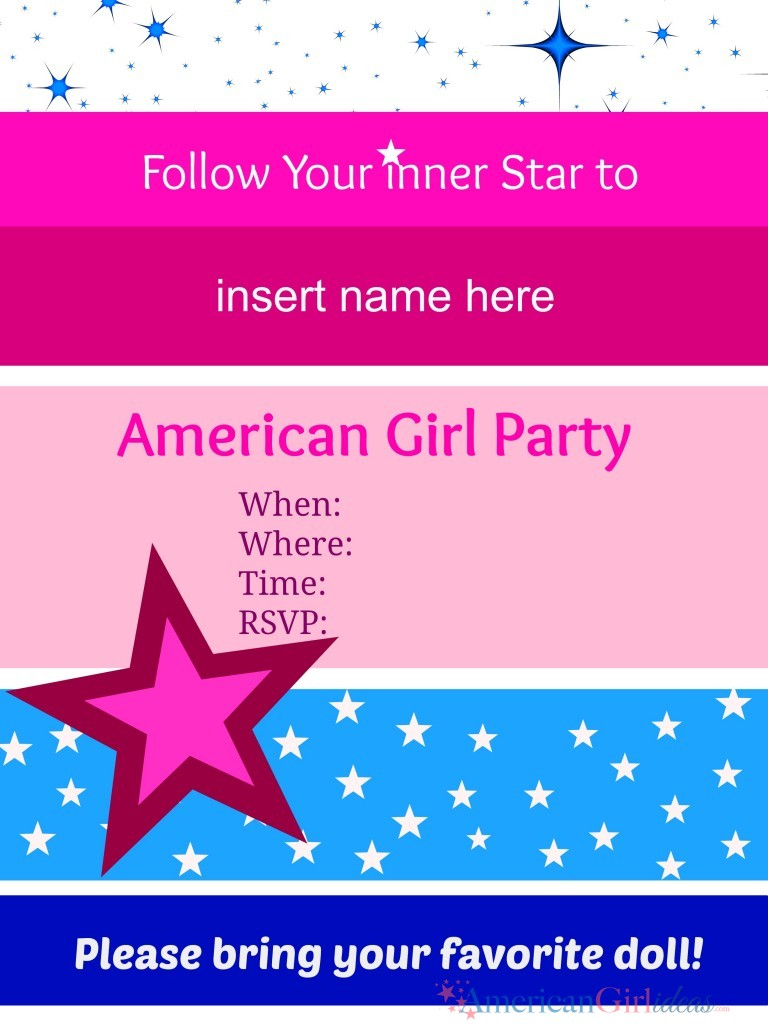 American Girl Party Invitations American Girl Ideas American regarding measurements 768 X 1024