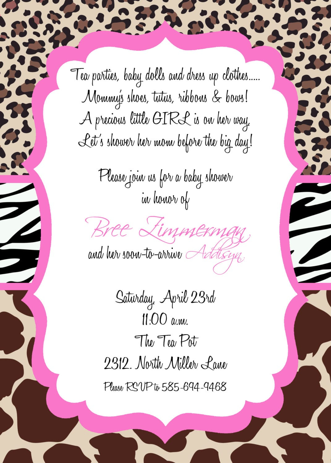 Animal Print Ba Shower Invitation intended for measurements 1071 X 1500