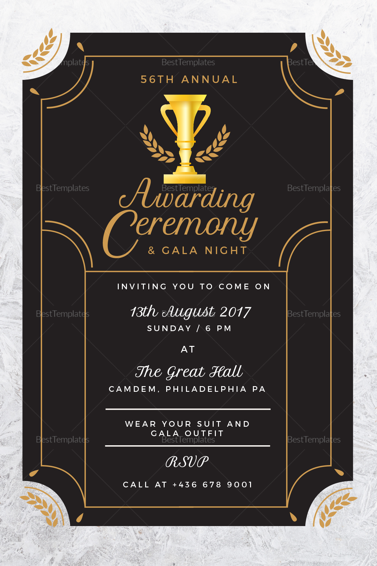 Annual Award Ceremony Invitation Design Template In Psd Word within proportions 1200 X 1800