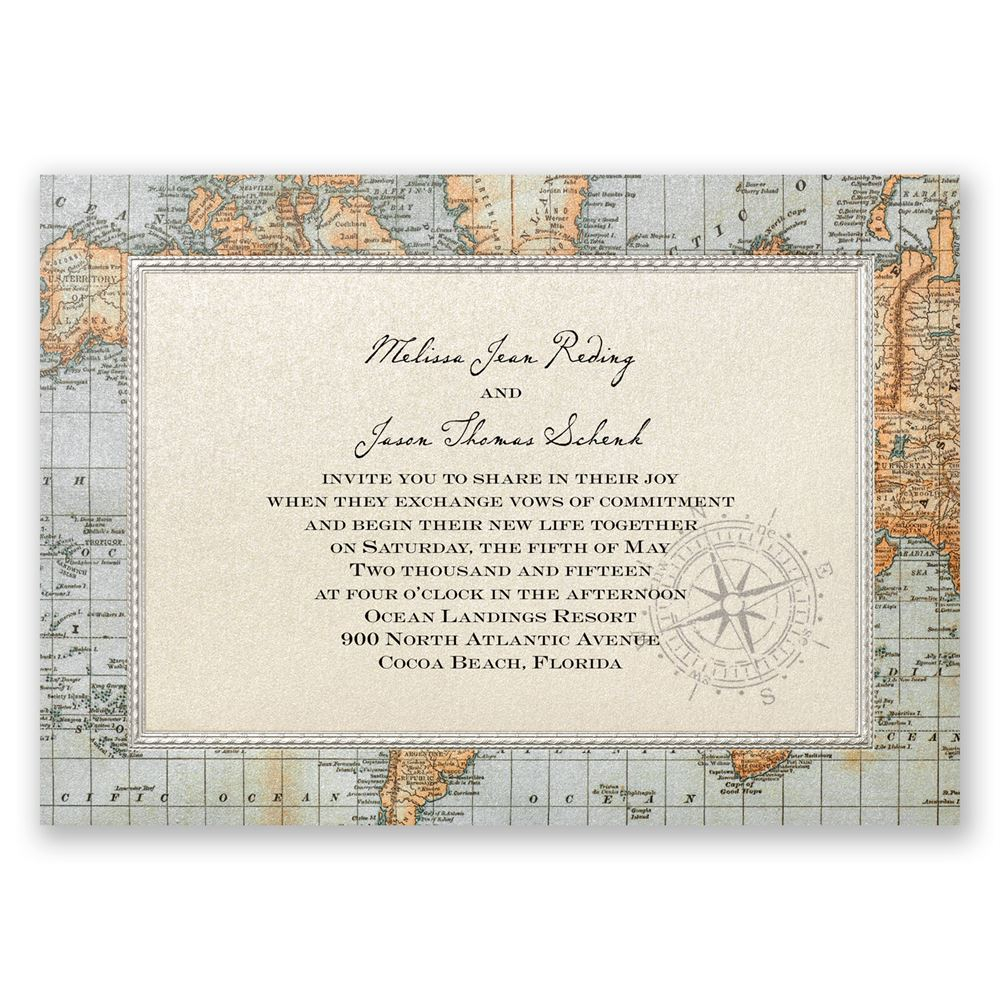 Antique World Map Invitation Invitations Dawn with regard to proportions 1000 X 1000
