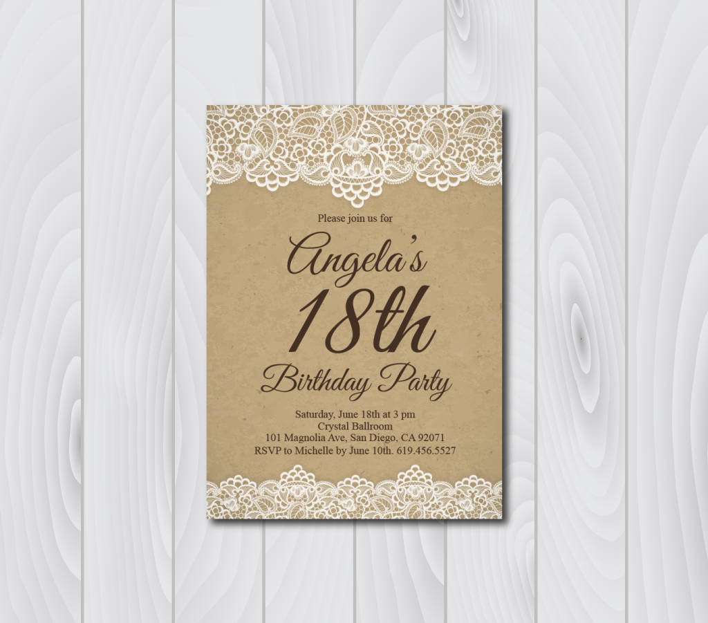 Any Age And Color18th Birthday Invitationvintage Birthday Etsy in dimensions 1024 X 901