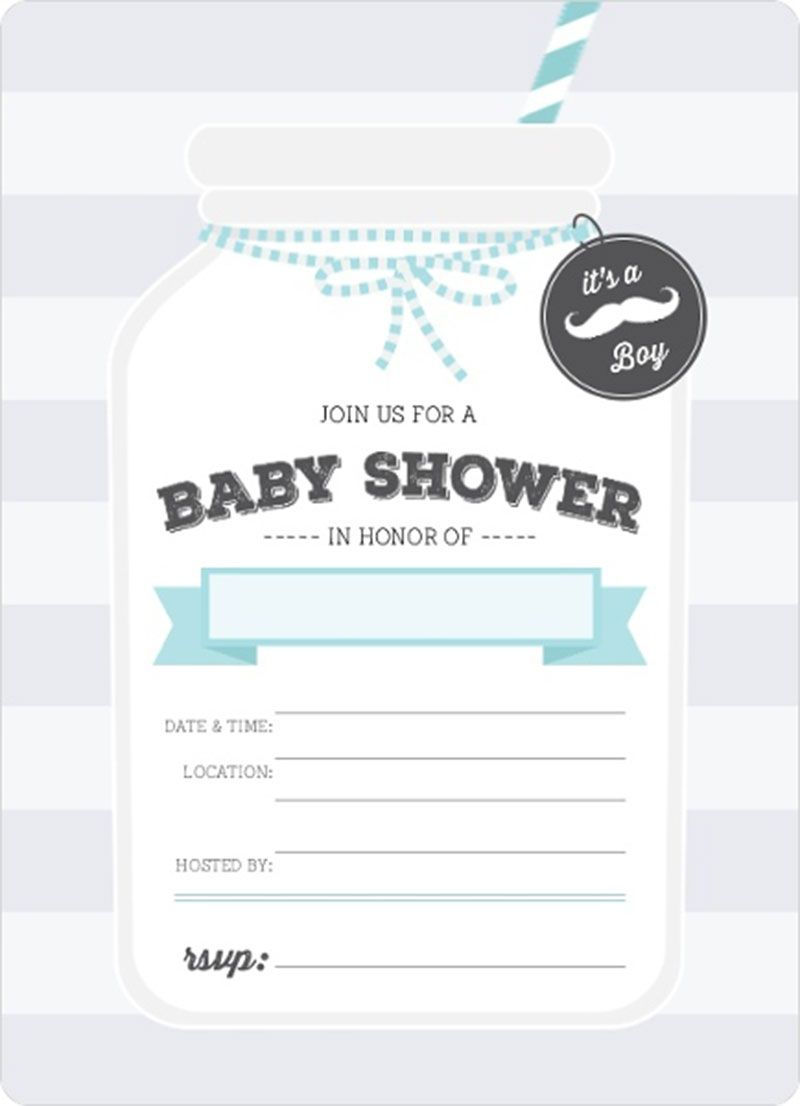 Appealing Blue Mason Jar Fill In Blank Ba Shower Invitation with dimensions 800 X 1106