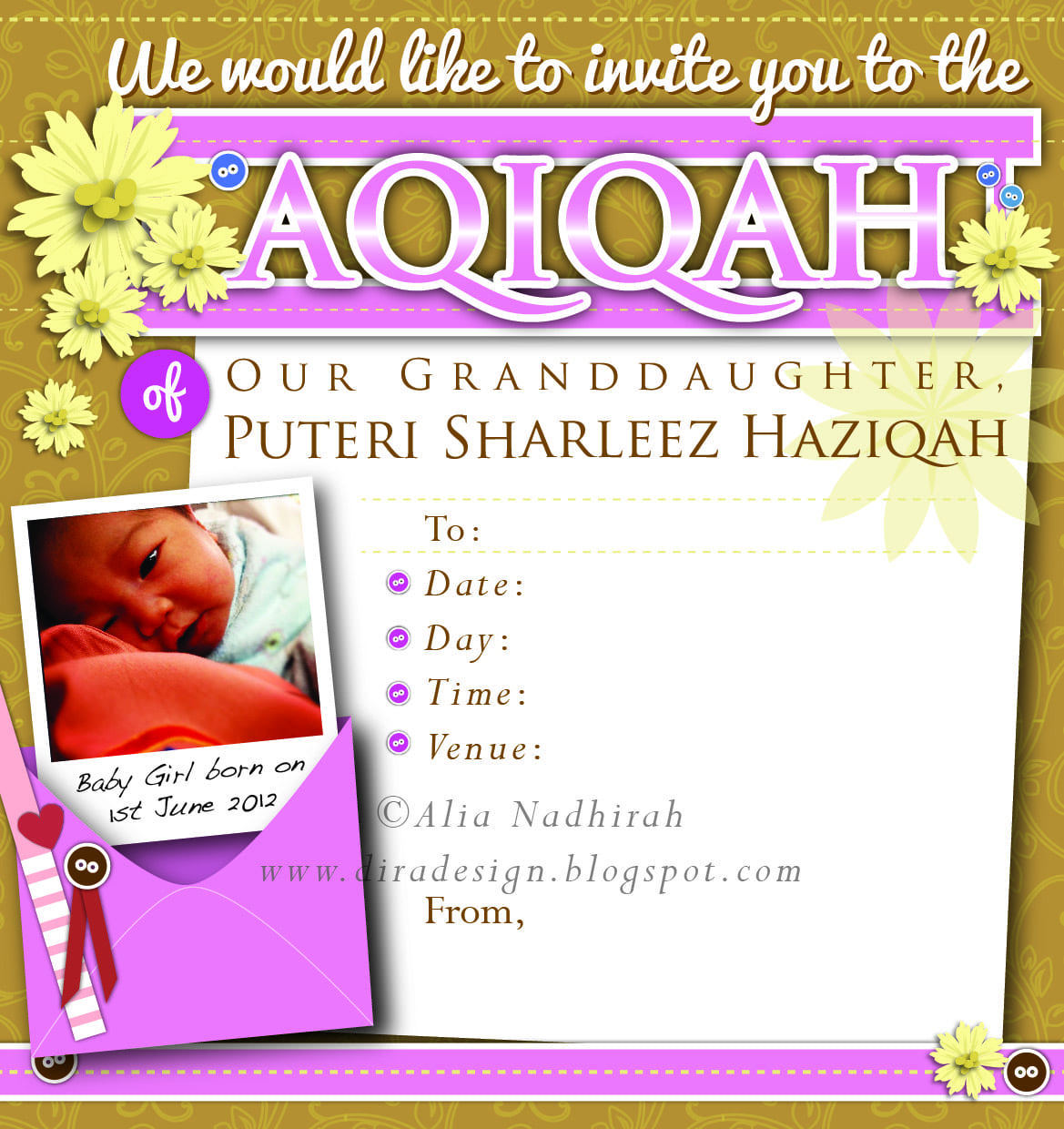 Aqeeqah Invitation Template pertaining to dimensions 1169 X 1240