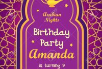 Arabian Nights Birtday Party Invitation Template Royalty Free regarding proportions 928 X 1300