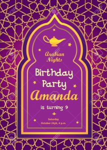 Arabian Nights Birtday Party Invitation Template Royalty Free regarding proportions 928 X 1300