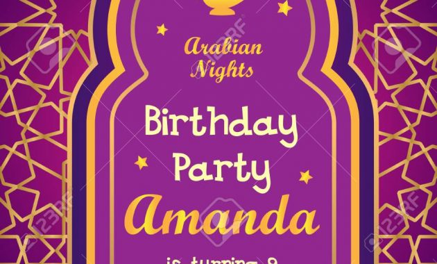 Arabian Nights Birtday Party Invitation Template Royalty Free regarding proportions 928 X 1300