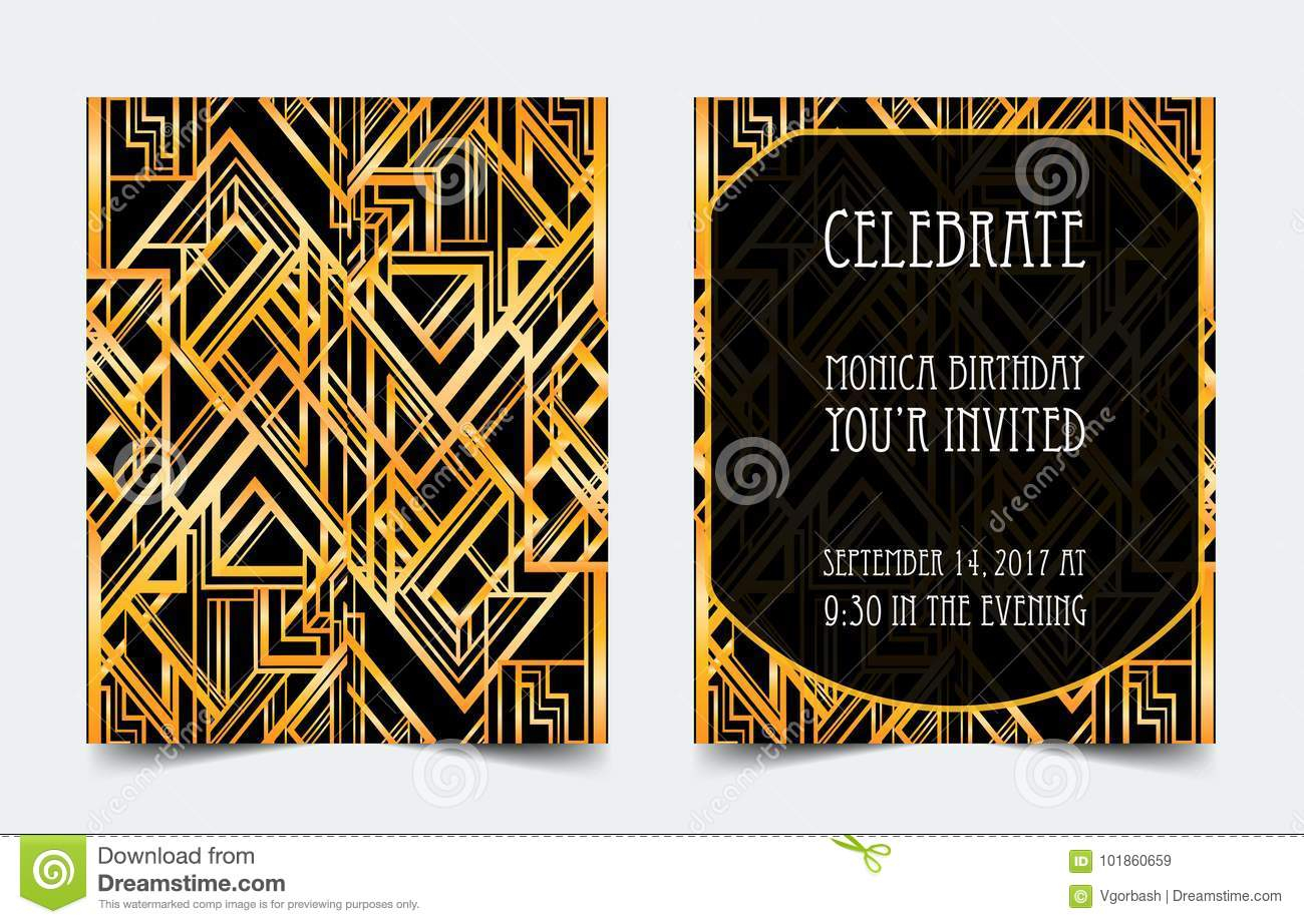 Art Deco Vintage Invitation Template Design Patterns And Frames in measurements 1300 X 922