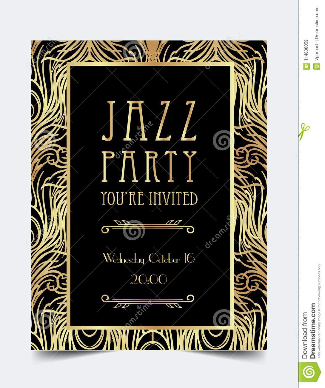 Art Deco Vintage Invitation Template Design Patterns And Frames in proportions 1089 X 1300