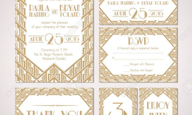 Art Deco Wedding Invitation Template Save The Date Royalty Free in proportions 1220 X 1300