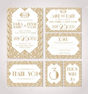 Art Deco Wedding Invitation Template Save The Date Royalty Free with measurements 1220 X 1300