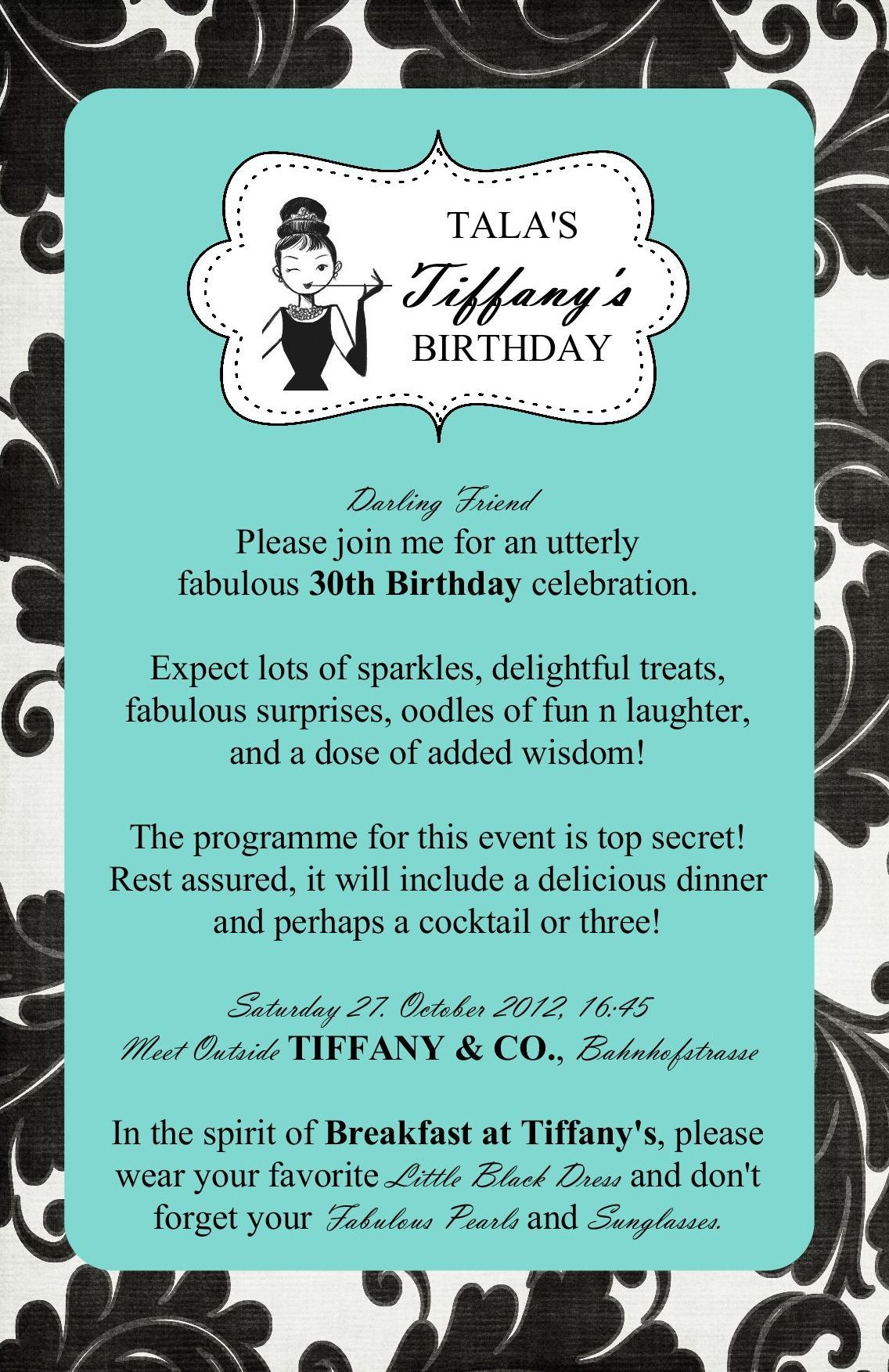 Audrey Hepburn Birthday Party Printables Wwwperfectpackages with regard to measurements 1136 X 1753