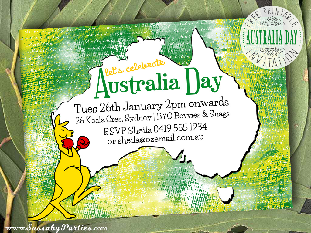 Australia Day Invitation Free Printable The Sassa Party Co intended for dimensions 1024 X 768