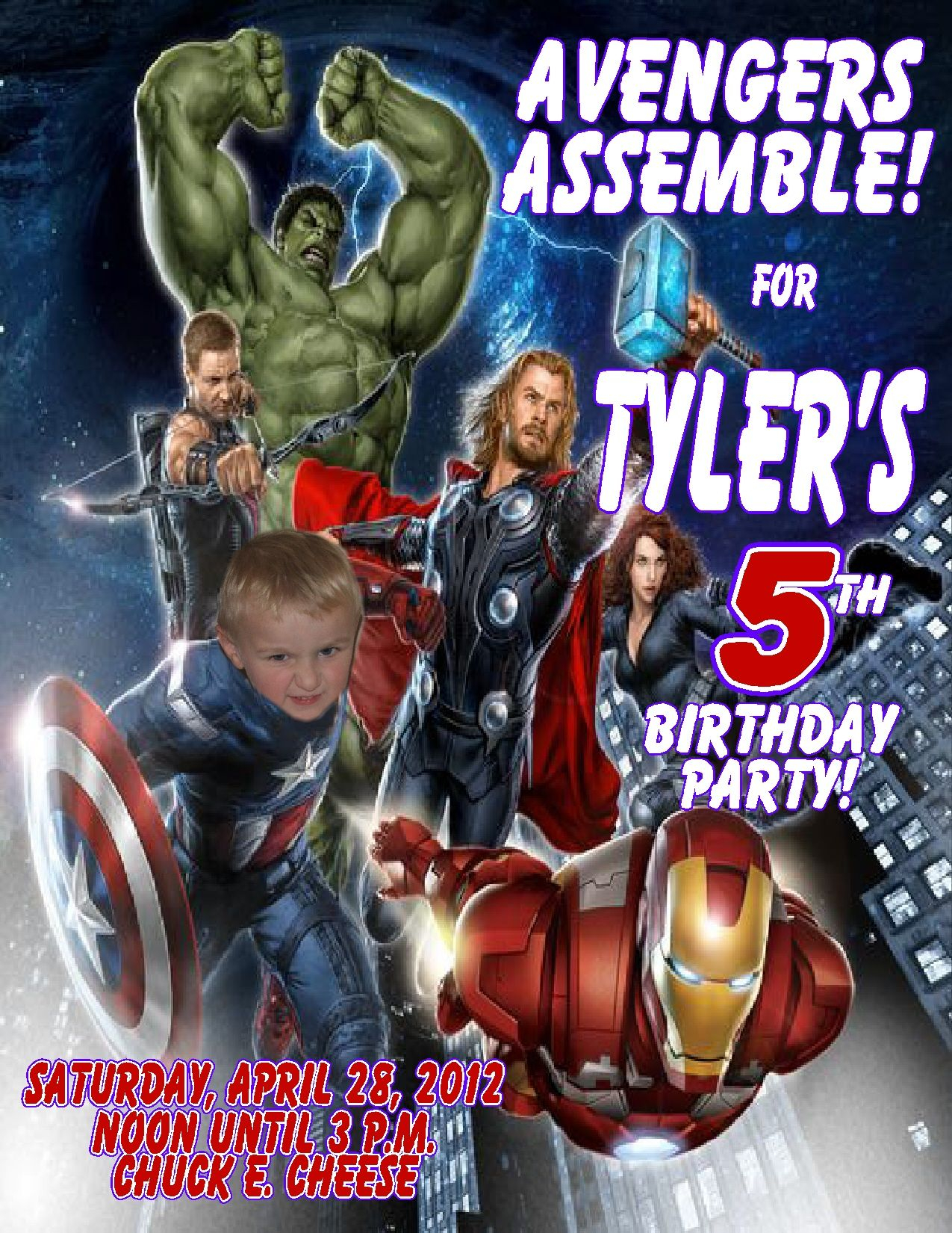 Avengers Personalized Photo Birthday Invitations 2 Ajs Avengers with measurements 1275 X 1650