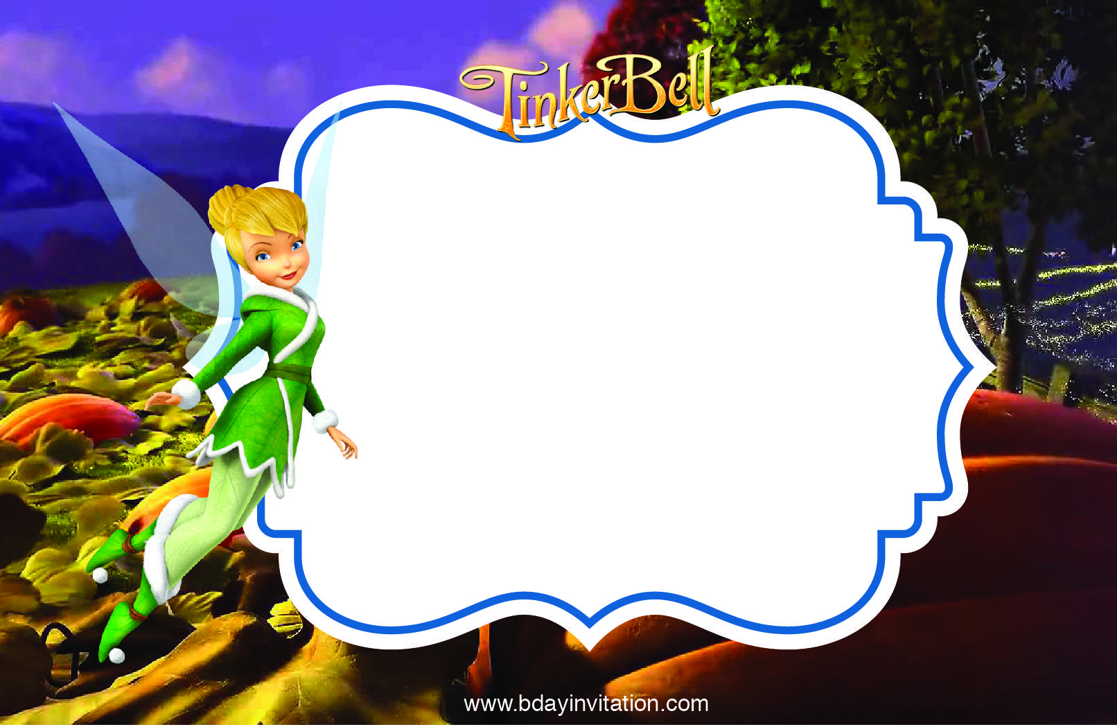 Awesome Free Printable Disney Tinkerbell Birthday Invitation inside proportions 1612 X 1049