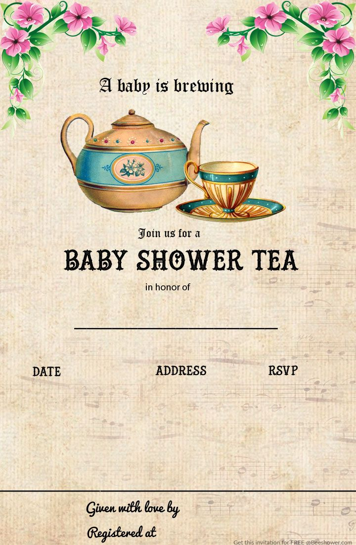 Awesome Free Printable Tea Party Ba Shower Invitation Template regarding proportions 720 X 1100